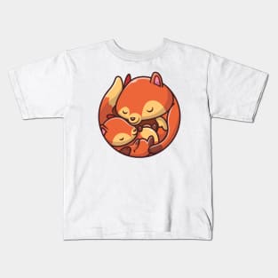 Cute Mommy Fox With Baby Fox Kids T-Shirt